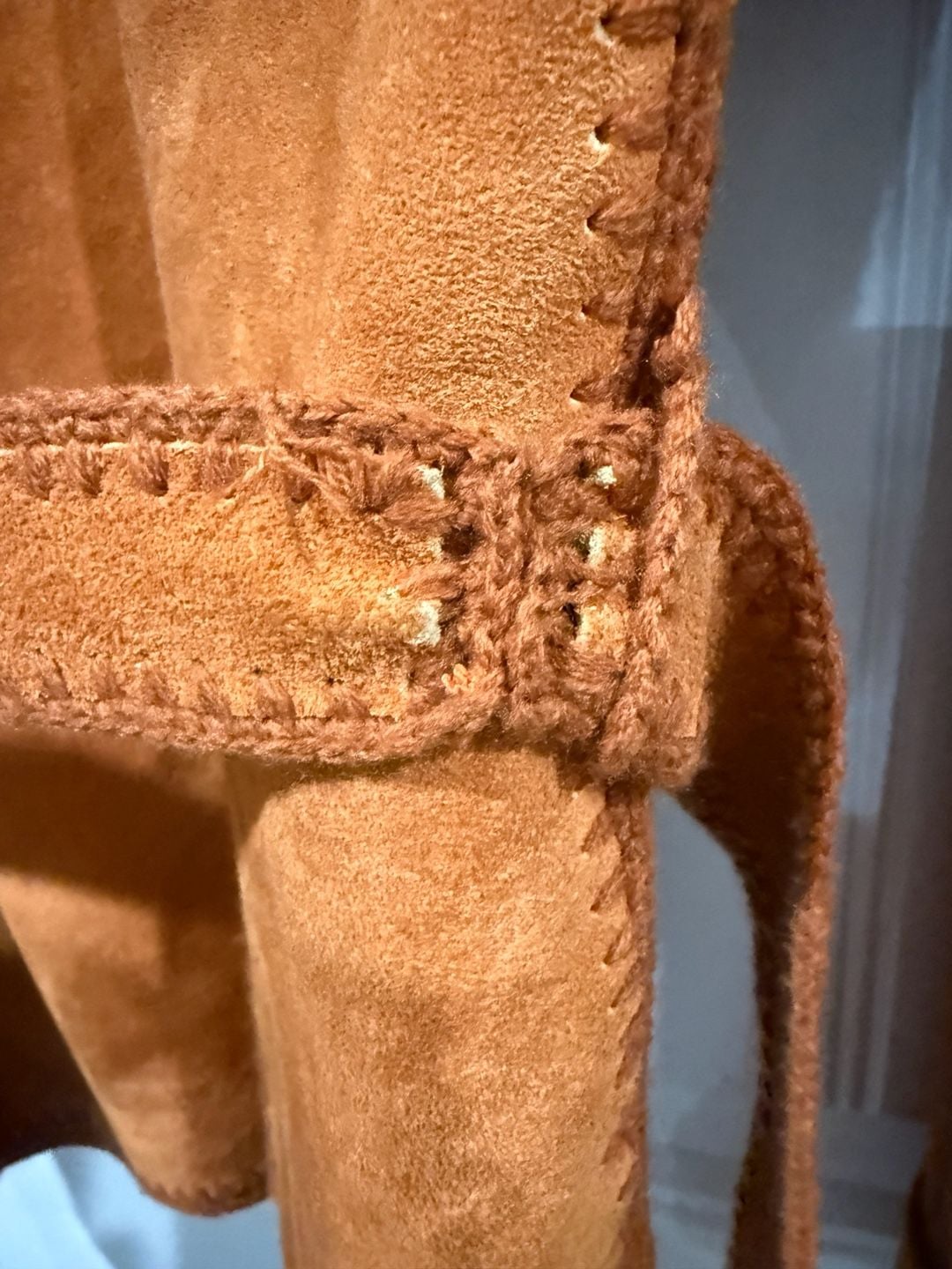 Vintage 70s Suede Hooded Jacket Size M Brown/Rust Patchwork Knit Boho Western 9