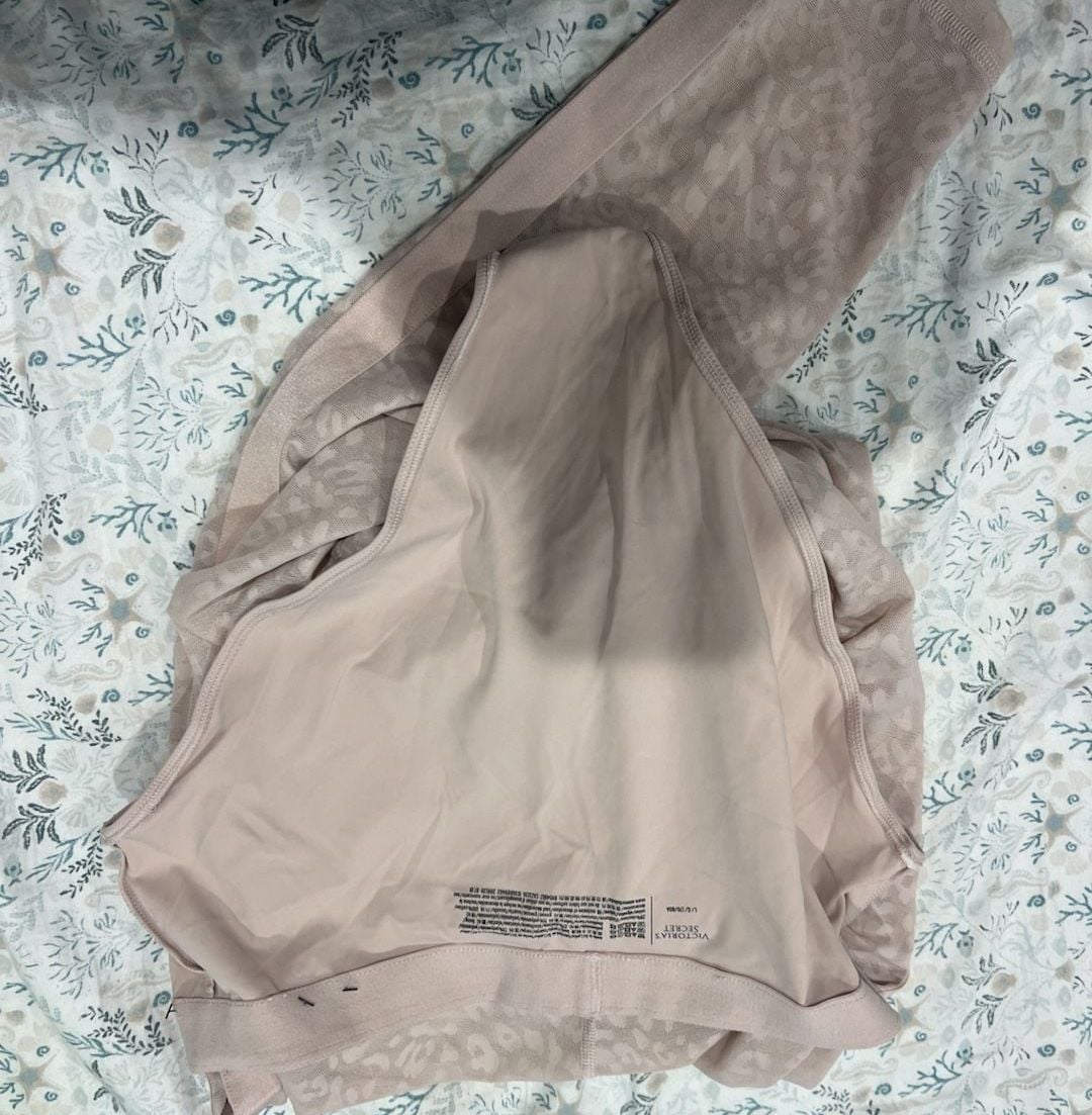 Victoria's Secret Women's Sheer Nude Leopard Print Leggings with Attached Briefs 6