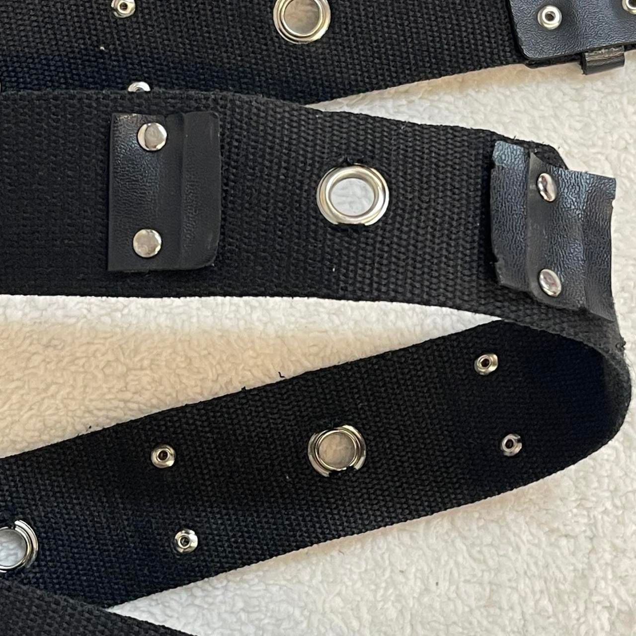 Unbranded Black Canvas Grommet Belt Silver Tone Hardware 2