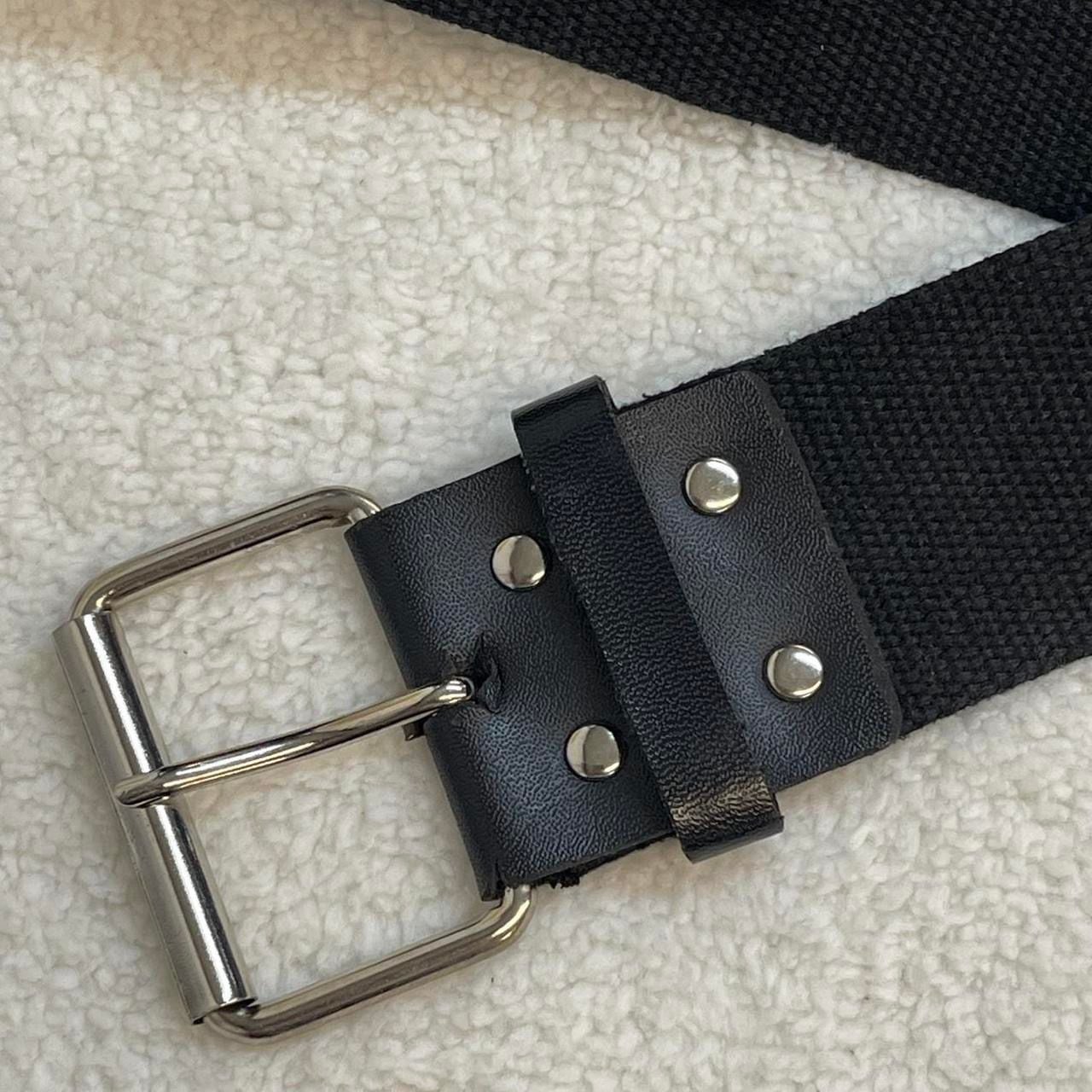 Unbranded Black Canvas Grommet Belt Silver Tone Hardware 5