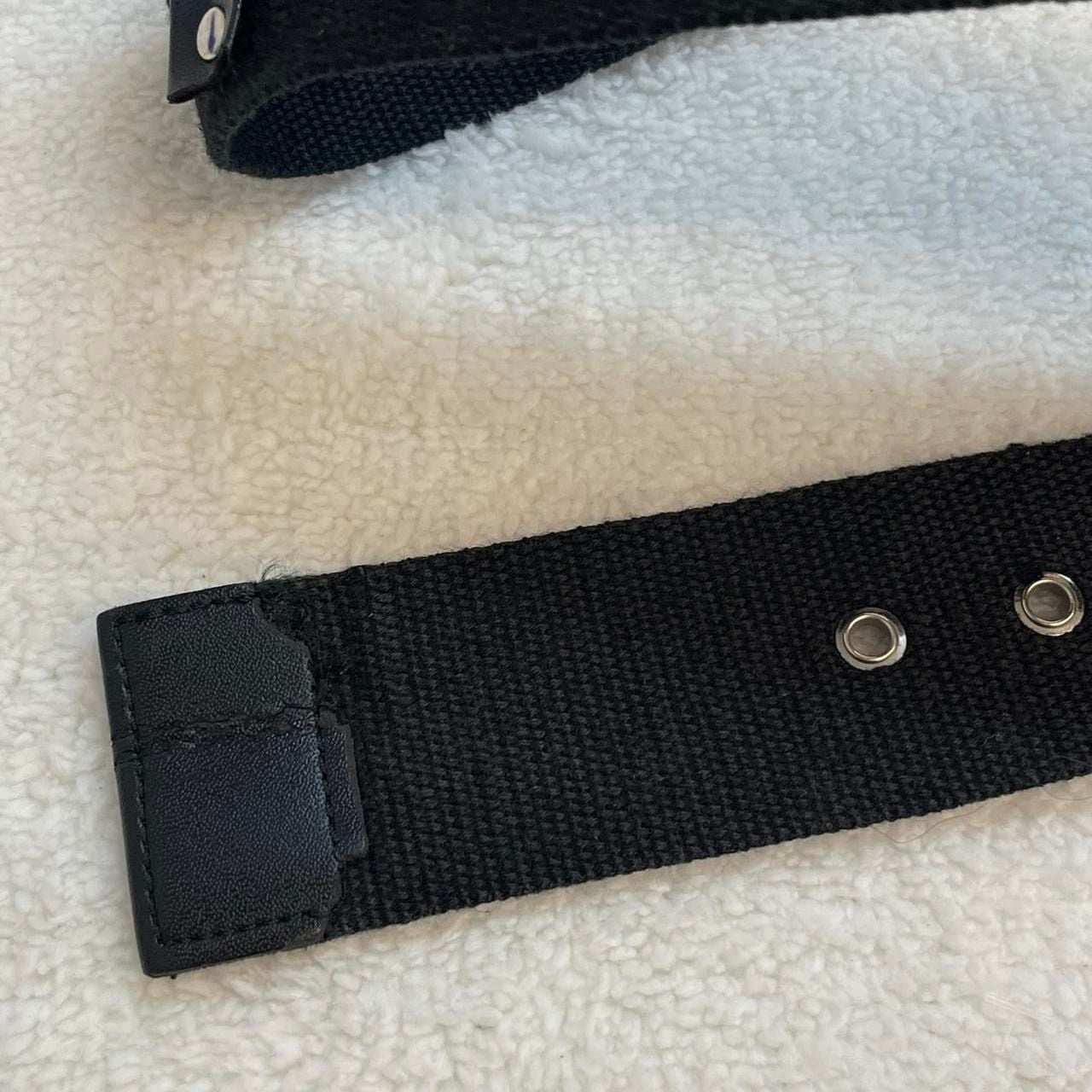 Unbranded Black Canvas Grommet Belt Silver Tone Hardware 7