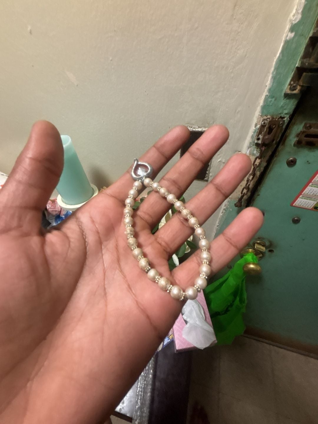 Unbranded Faux Pearl Beaded Stretch Bracelet Heart Pendant 4