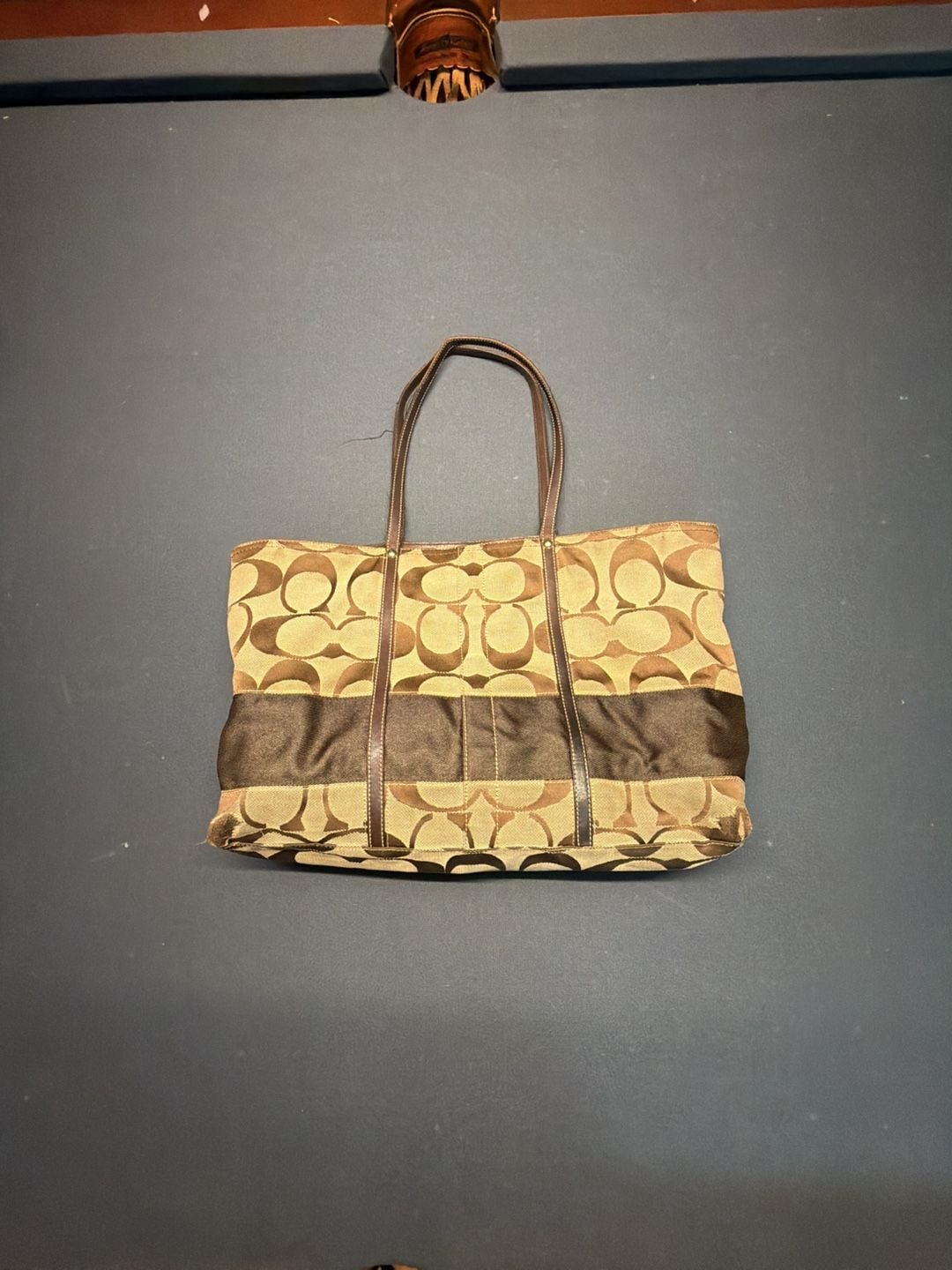 Coach Signature Stripe Tote Bag No D0767-11099 Brown Tan 2