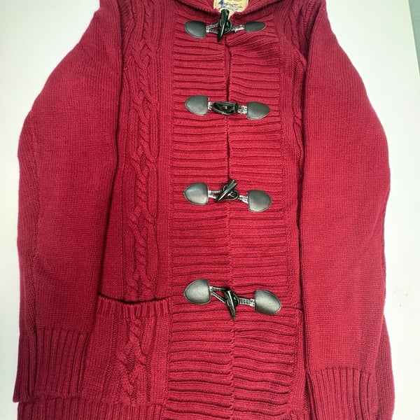Vintage Cardigan / Acrylic Knit Button up Sweater / Button up / Knit / Red