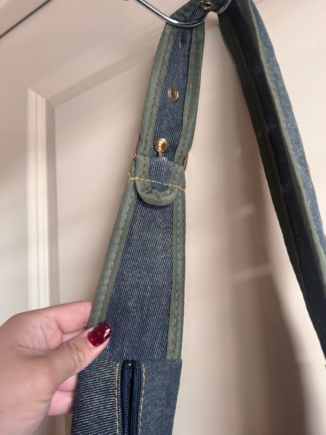 Vintage Y2K Denim Shoulder Bag Buckle Pocket Jean Underarm Handbag 5