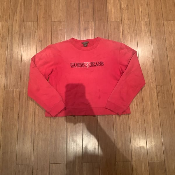 Guess Jeans USA Sweatshirt Size M Red Crewneck Logo Pullover Vintage
