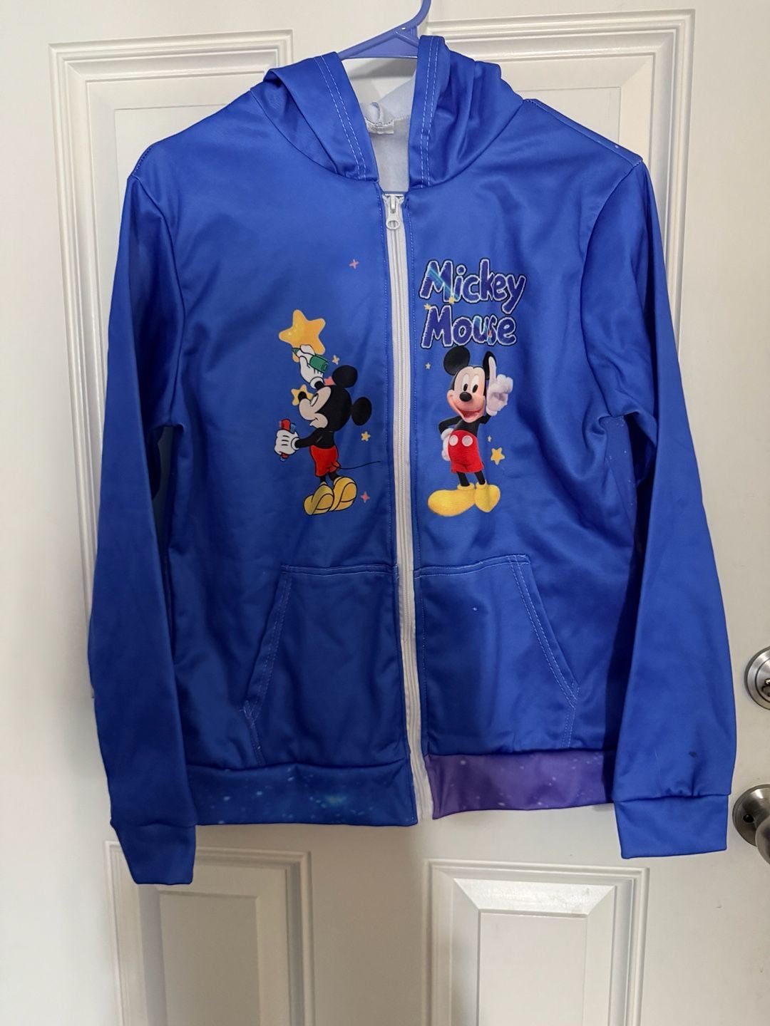 Disney Mickey Mouse Galaxy Space Zip Up Hoodie Blue unisex Kids/Youth Jacket – Approx. Size Large 10/12
1