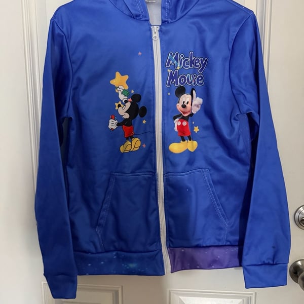  Disney Mickey Mouse Galaxy Space Zip Up Hoodie Blue unisex Kids/Youth Jacket – Approx. Size Large 10/12 

