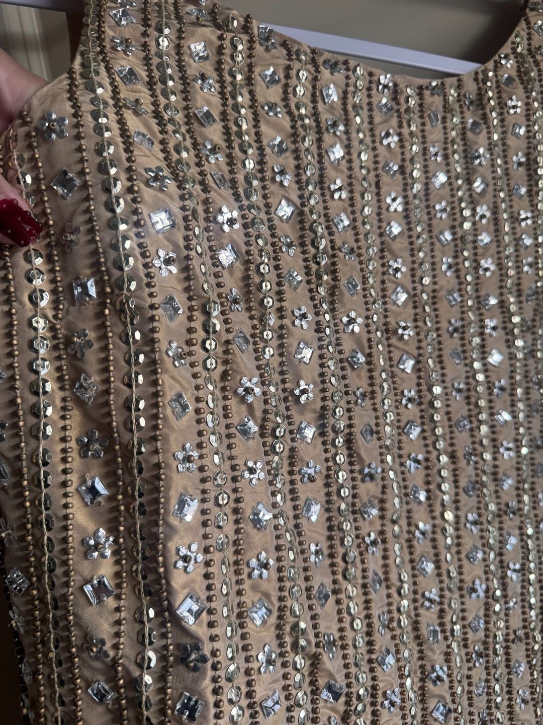 Beaded Dress Size 8 Gold Silk Sequin Cocktail Mini 4