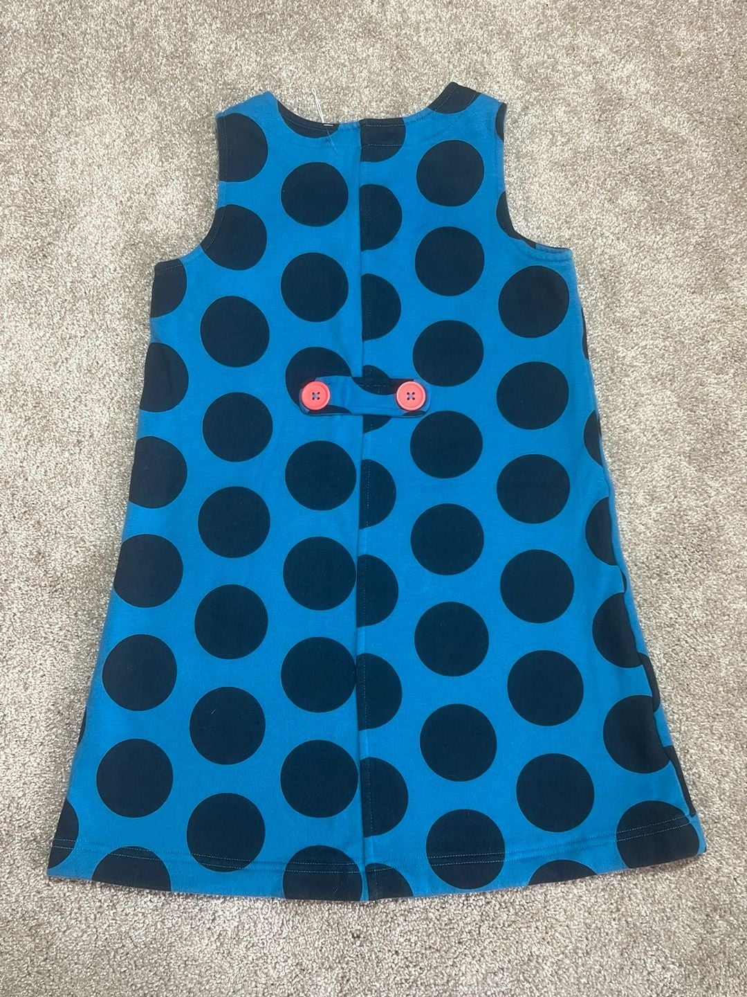 Mini Boden Pinafore Dress Size 7-8Y Blue/Navy Polka Dot Heart Pockets 3