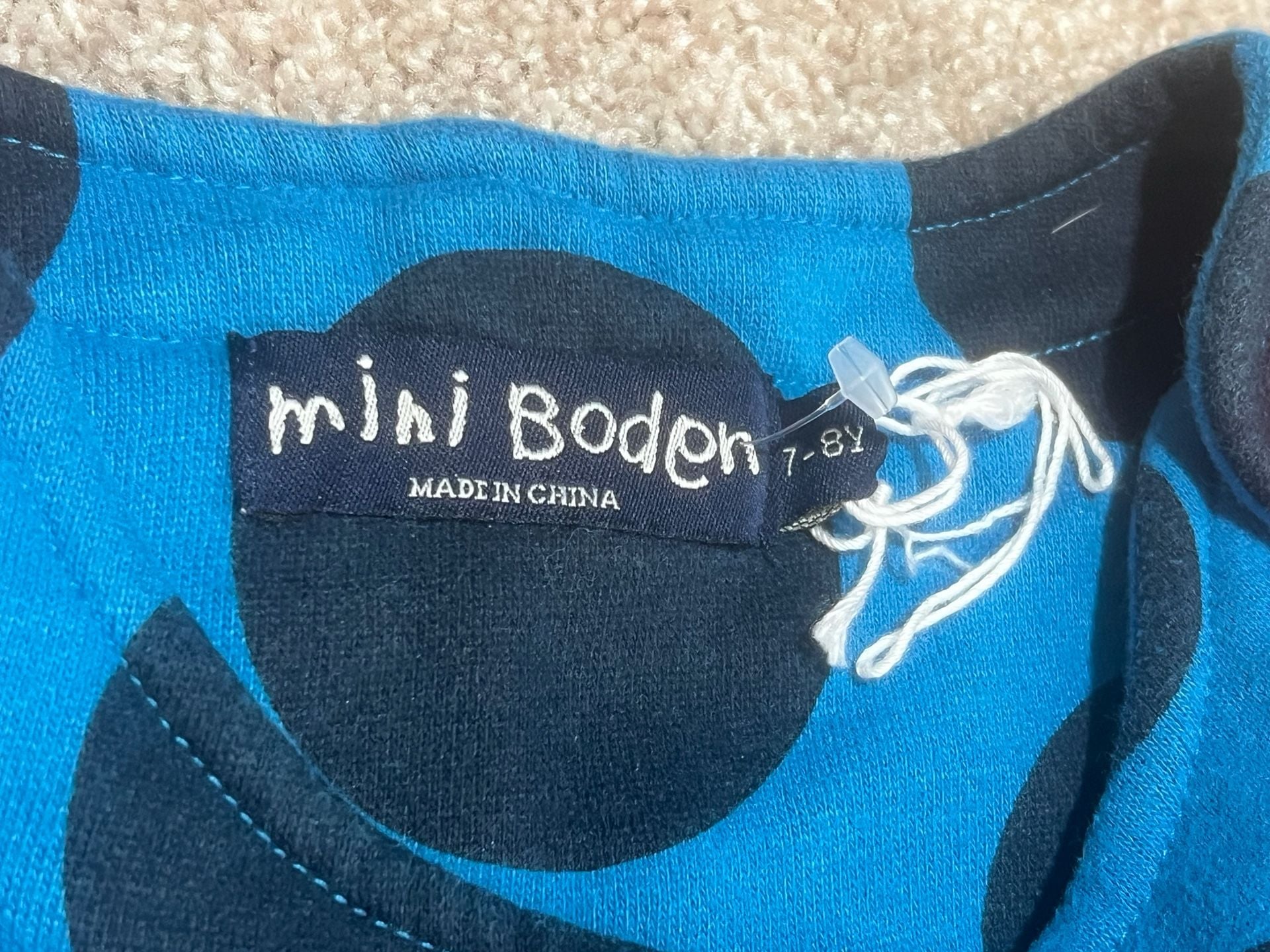 Mini Boden Pinafore Dress Size 7-8Y Blue/Navy Polka Dot Heart Pockets 4