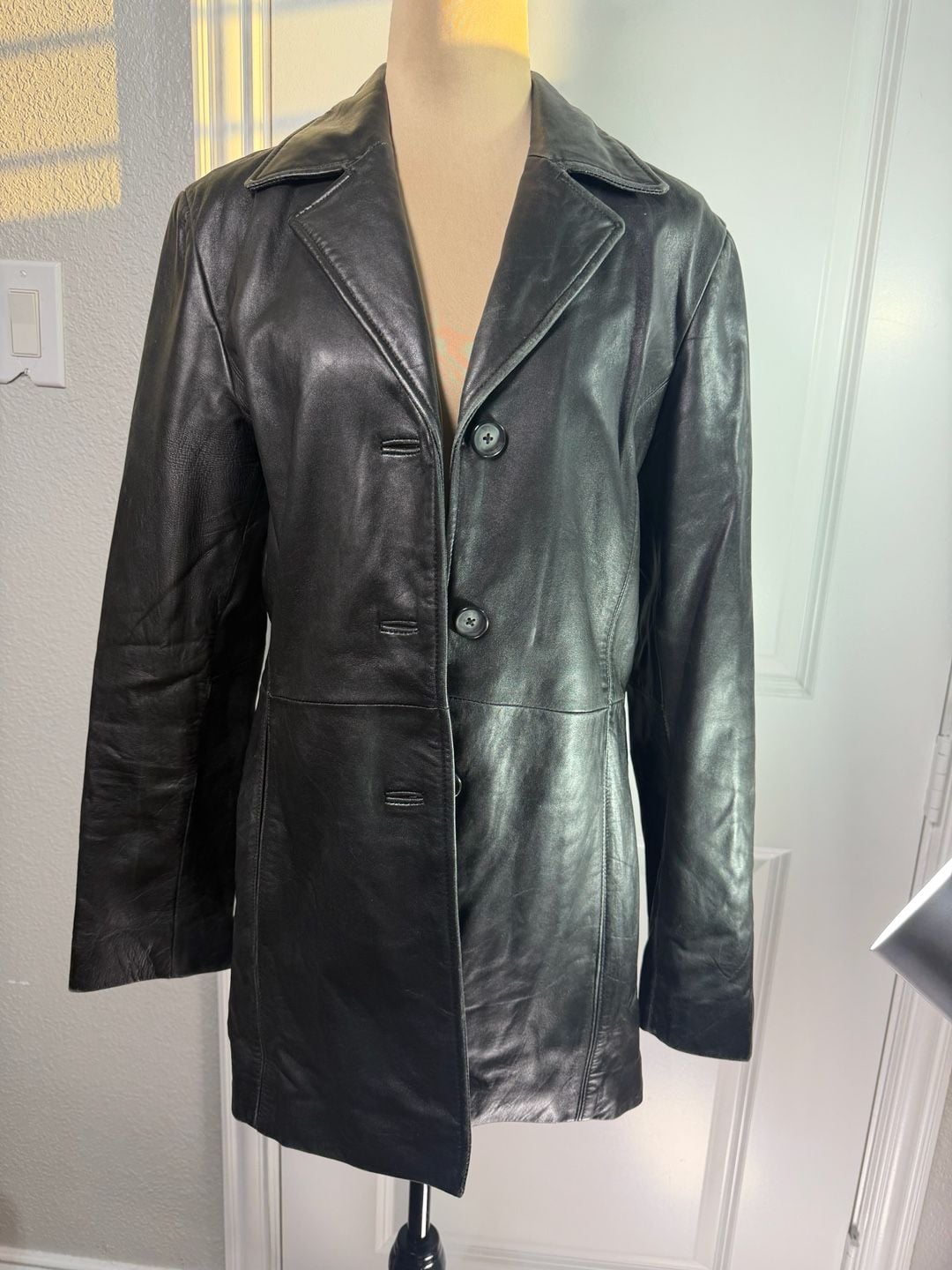 Jacqueline Ferrar Leather Jacket Size Medium Black Lambskin Blazer 2