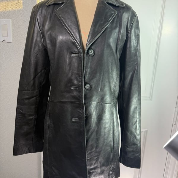 Jacqueline Ferrar Leather Jacket Size Medium Black Lambskin Blazer