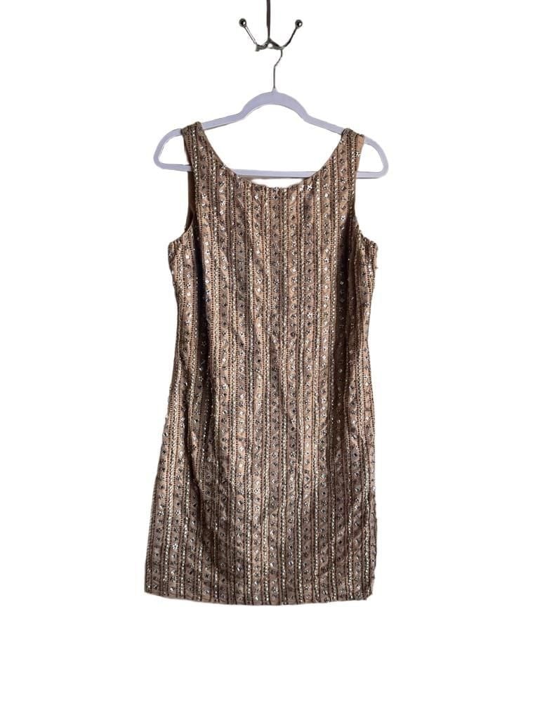 Beaded Dress Size 8 Gold Silk Sequin Cocktail Mini 2