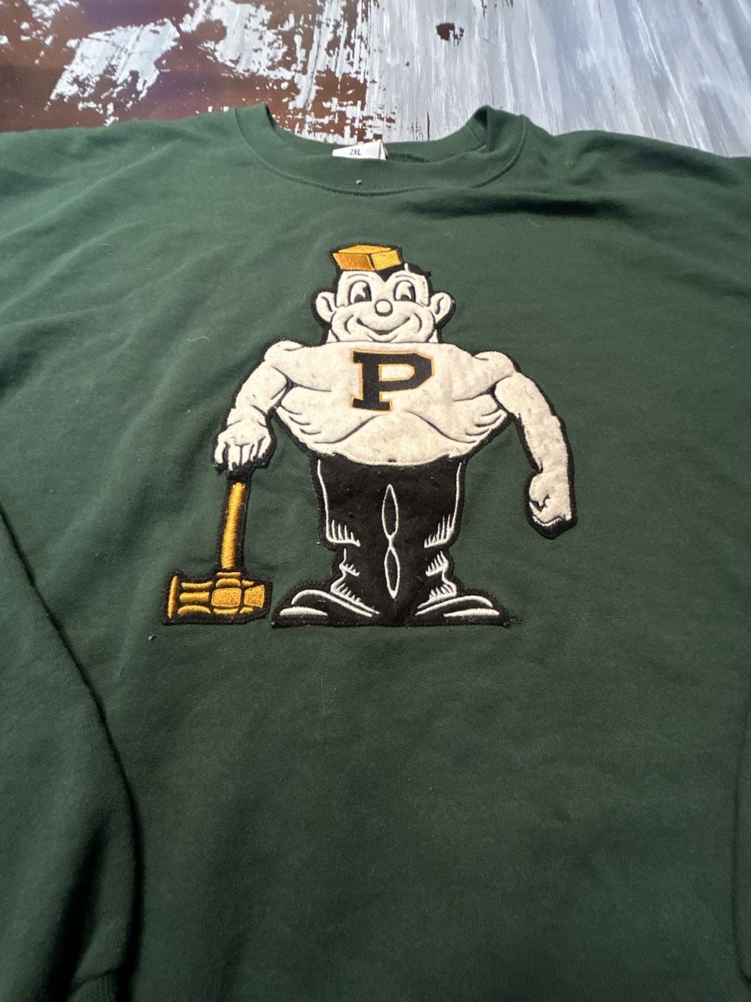 Champion Purdue Pete Sweatshirt Size 2XL Green Boilermakers Crewneck 3