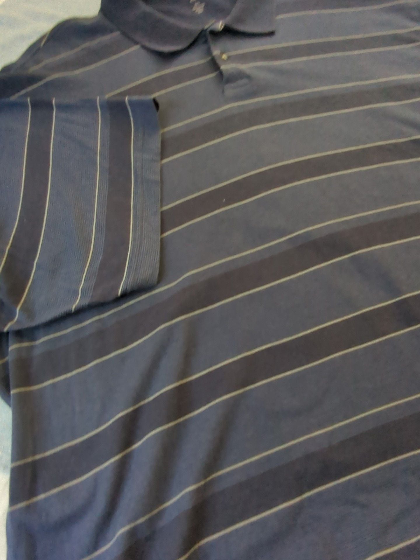 Van Heusen Studio Polo Shirt Size XXL Blue Striped Short Sleeve. #120 2