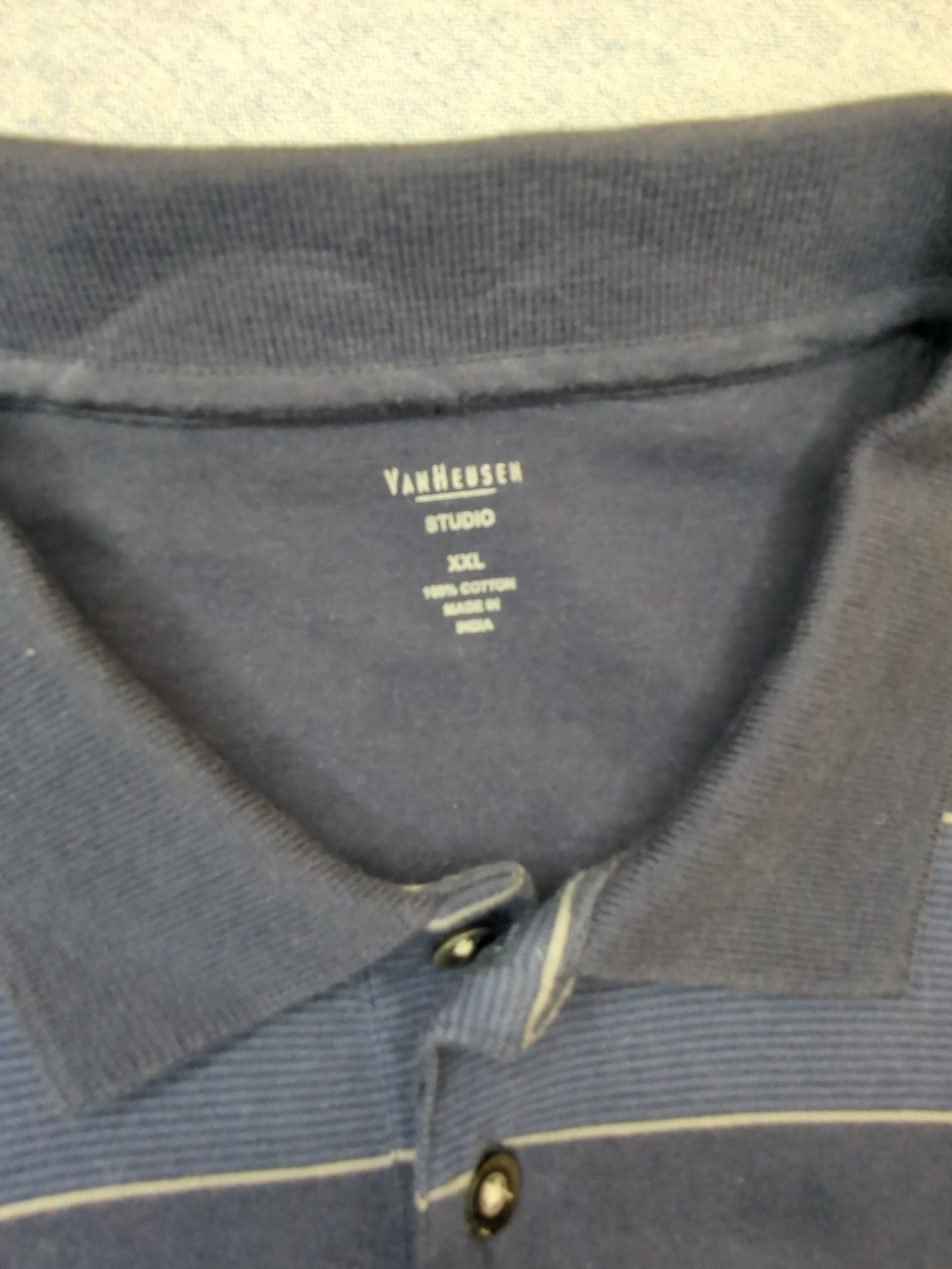 Van Heusen Studio Polo Shirt Size XXL Blue Striped Short Sleeve. #120 3