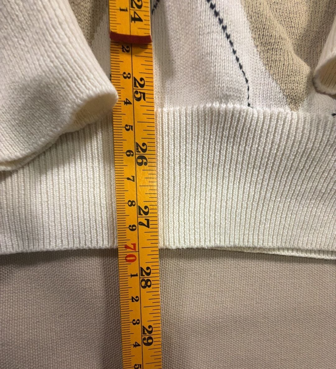 Lyle & Scott Scotland Argyle V-Neck Sweater Size L Combed Cotton 4