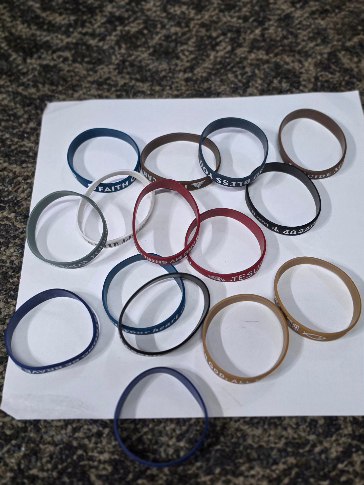 Lot Of 14 Religious Silicone Rubber Bracelets Assorted Colors 1
