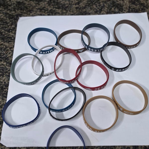 Lot Of 14 Religious Silicone Rubber Bracelets Assorted Colors