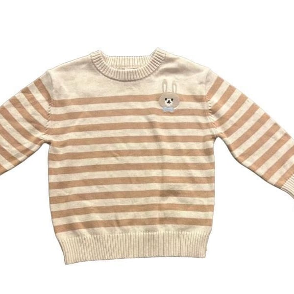 Cat & Jack Bunny Striped Sweater Size 2T Beige Tan