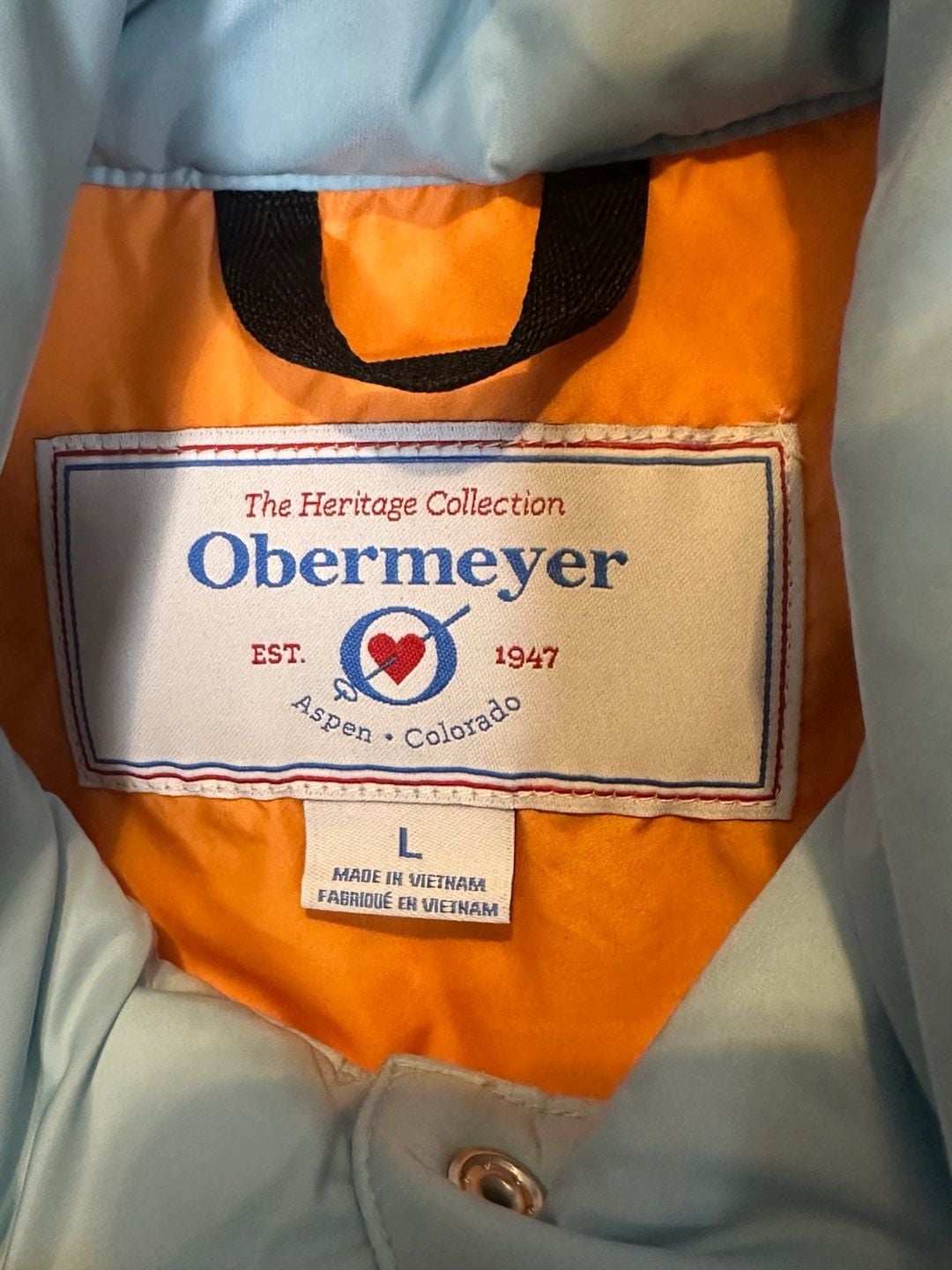 Obermeyer Puffer Vest Size L Blue Orange Heritage Collection 4