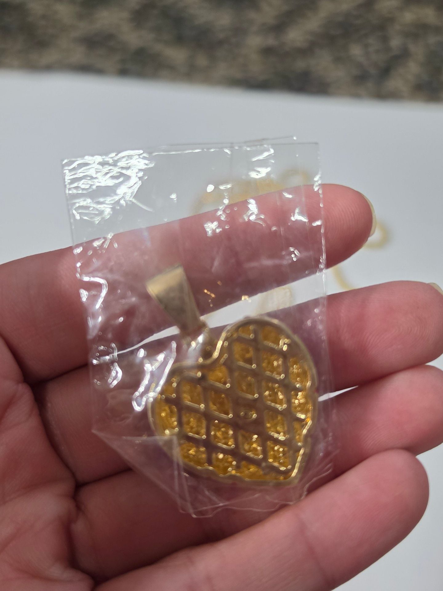 Gold Rhinestone Shattered Heart Pendant Necklace 3