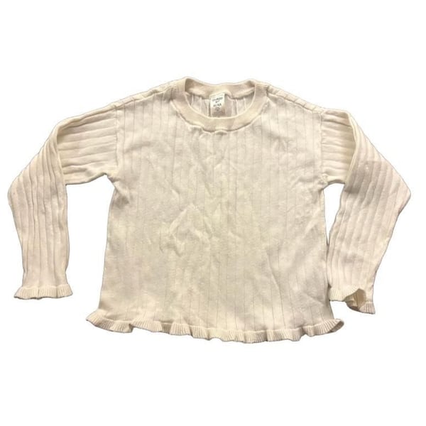 OshKosh B'gosh Sweater Size 4T White Ribbed Ruffle Trim Long Sleeve