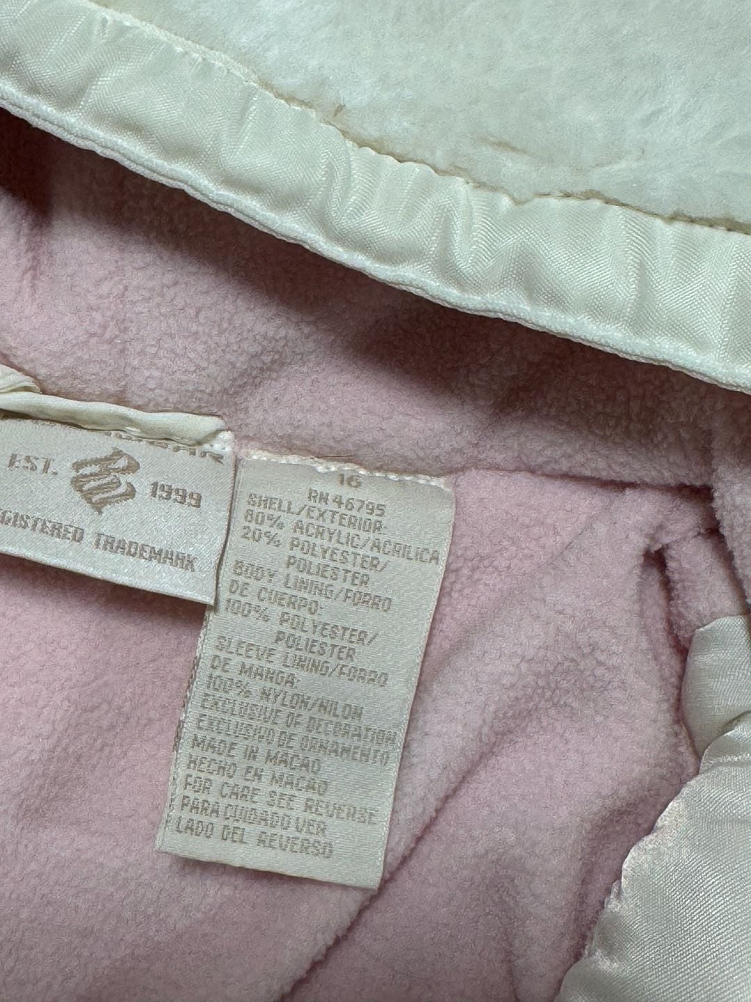 Roca Wear Faux Fur Zip Up Hoodie Size 16 White Y2K 7