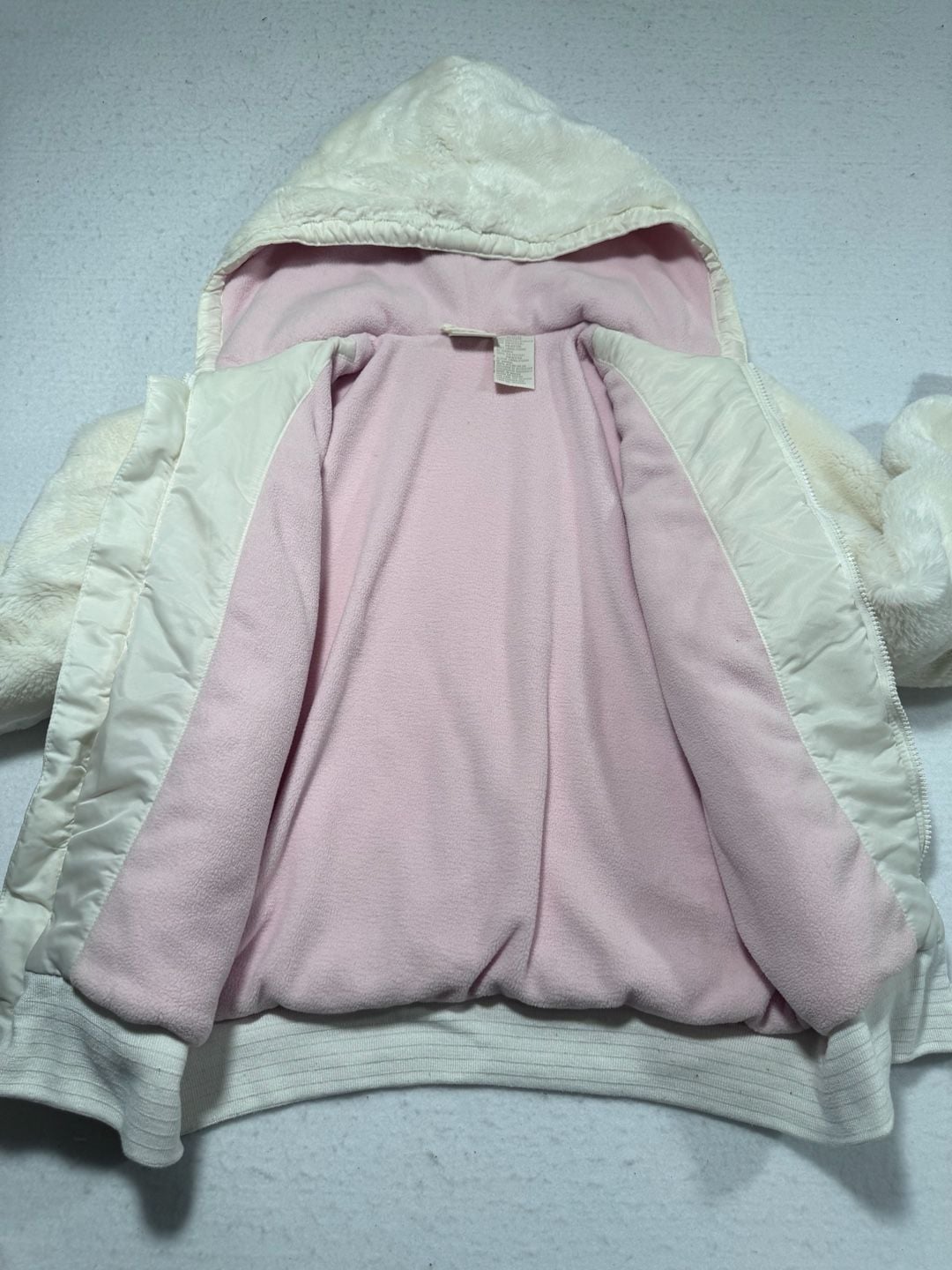 Roca Wear Faux Fur Zip Up Hoodie Size 16 White Y2K 8