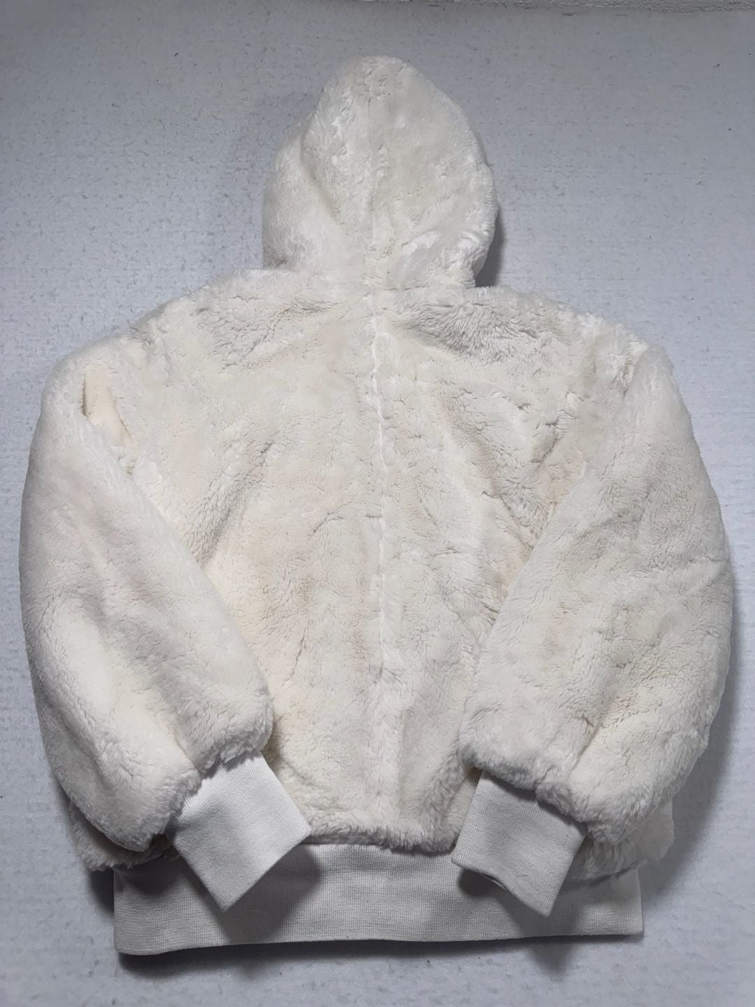 Roca Wear Faux Fur Zip Up Hoodie Size 16 White Y2K 9