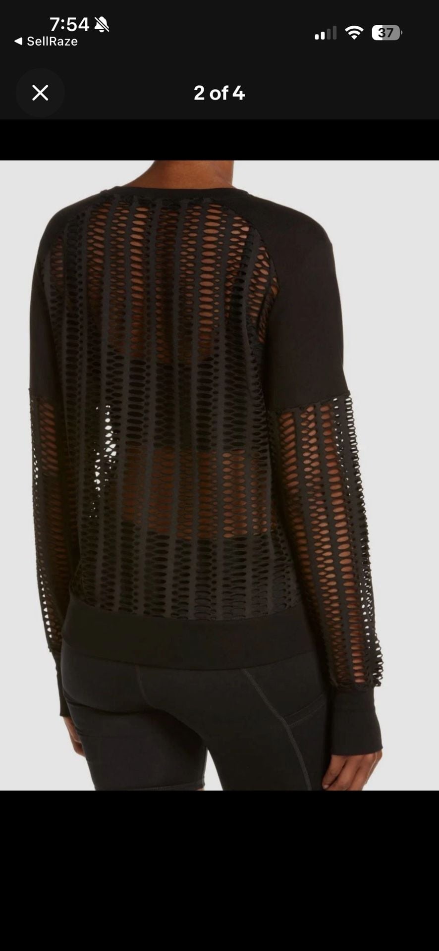 Blanc Noir Women's Black Linear Mesh Sweatshirt Sweater Size Medium 3