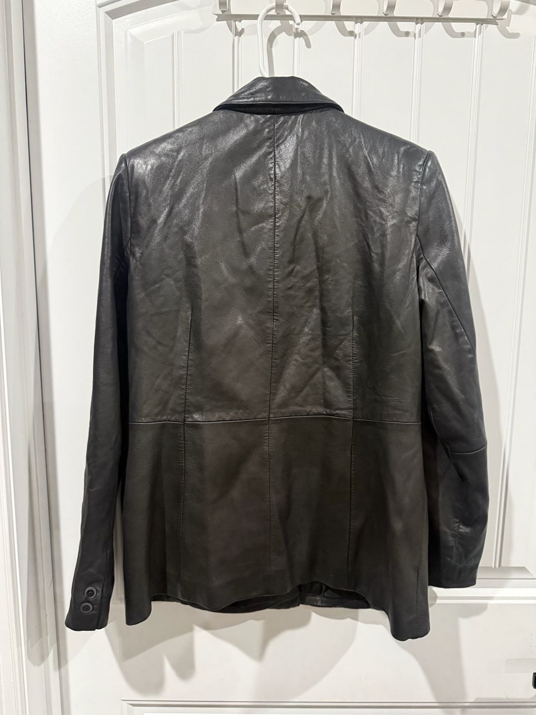 Preview Collection Black Genuine Lambskin Leather Blazer Size L Y2K Mobwife, 4