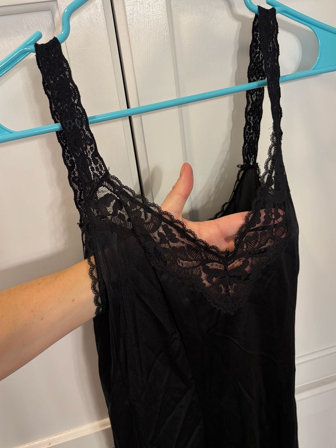 Vanity Fair Slip Dress Size 32 Black Nylon Lace Trim 5