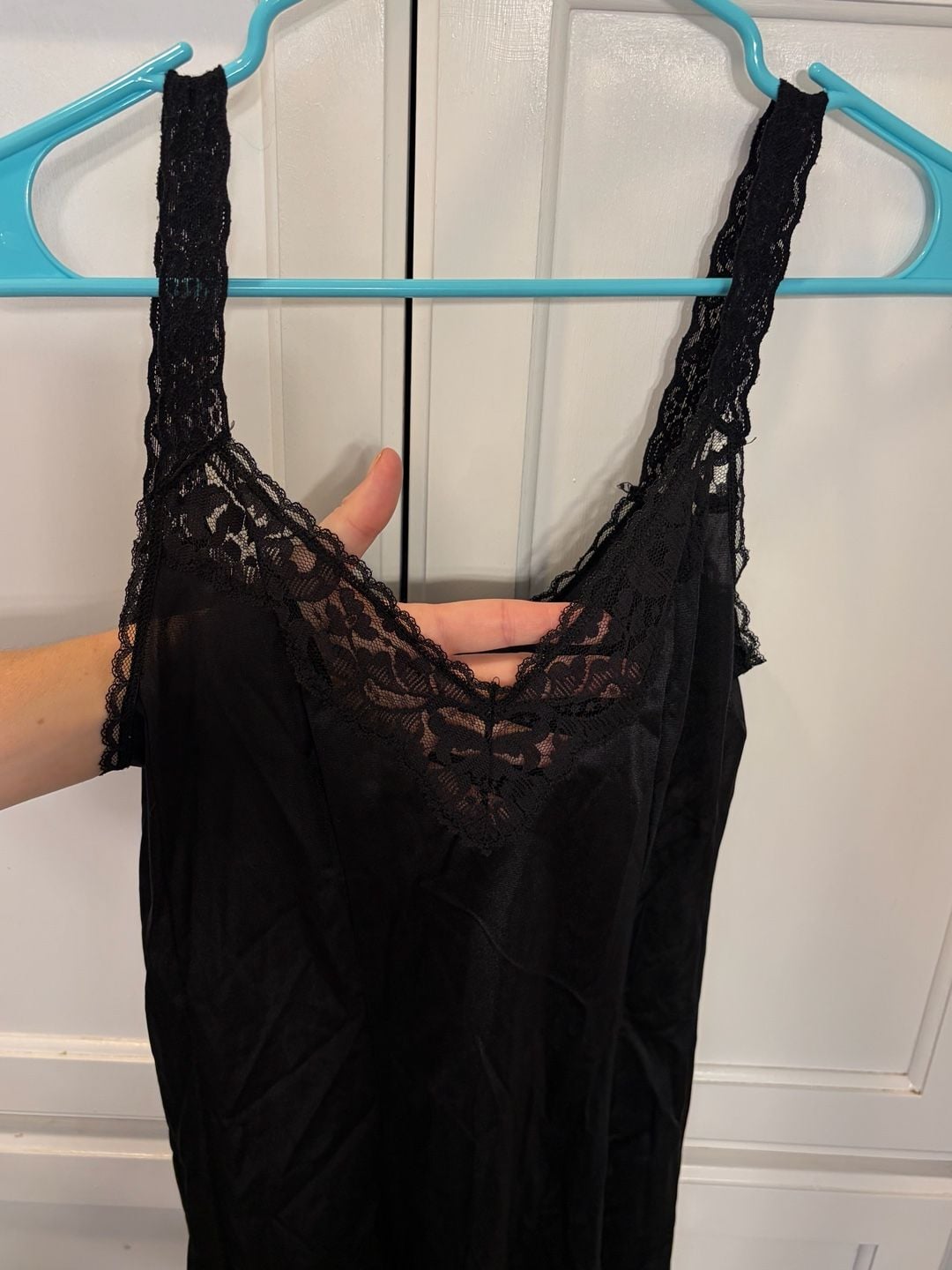 Vanity Fair Slip Dress Size 32 Black Nylon Lace Trim 6