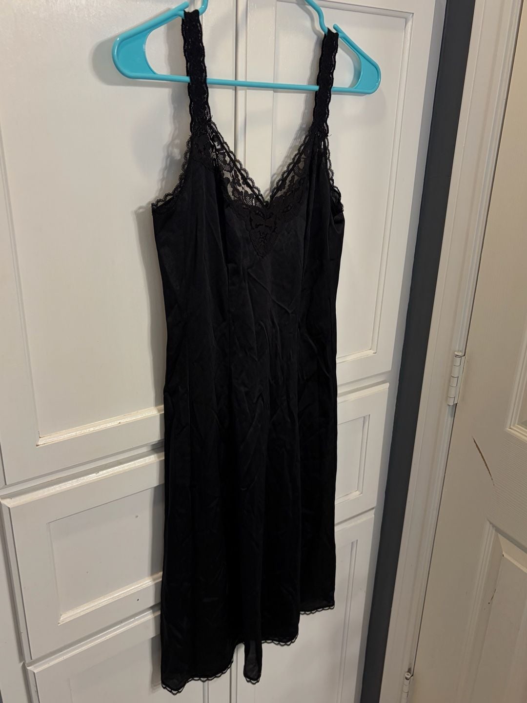 Vanity Fair Slip Dress Size 32 Black Nylon Lace Trim 7