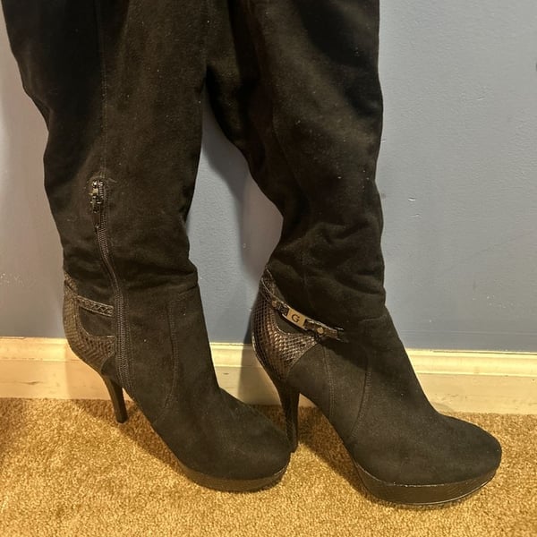 Guess Black Over-The-Knee Platform Stiletto Boots