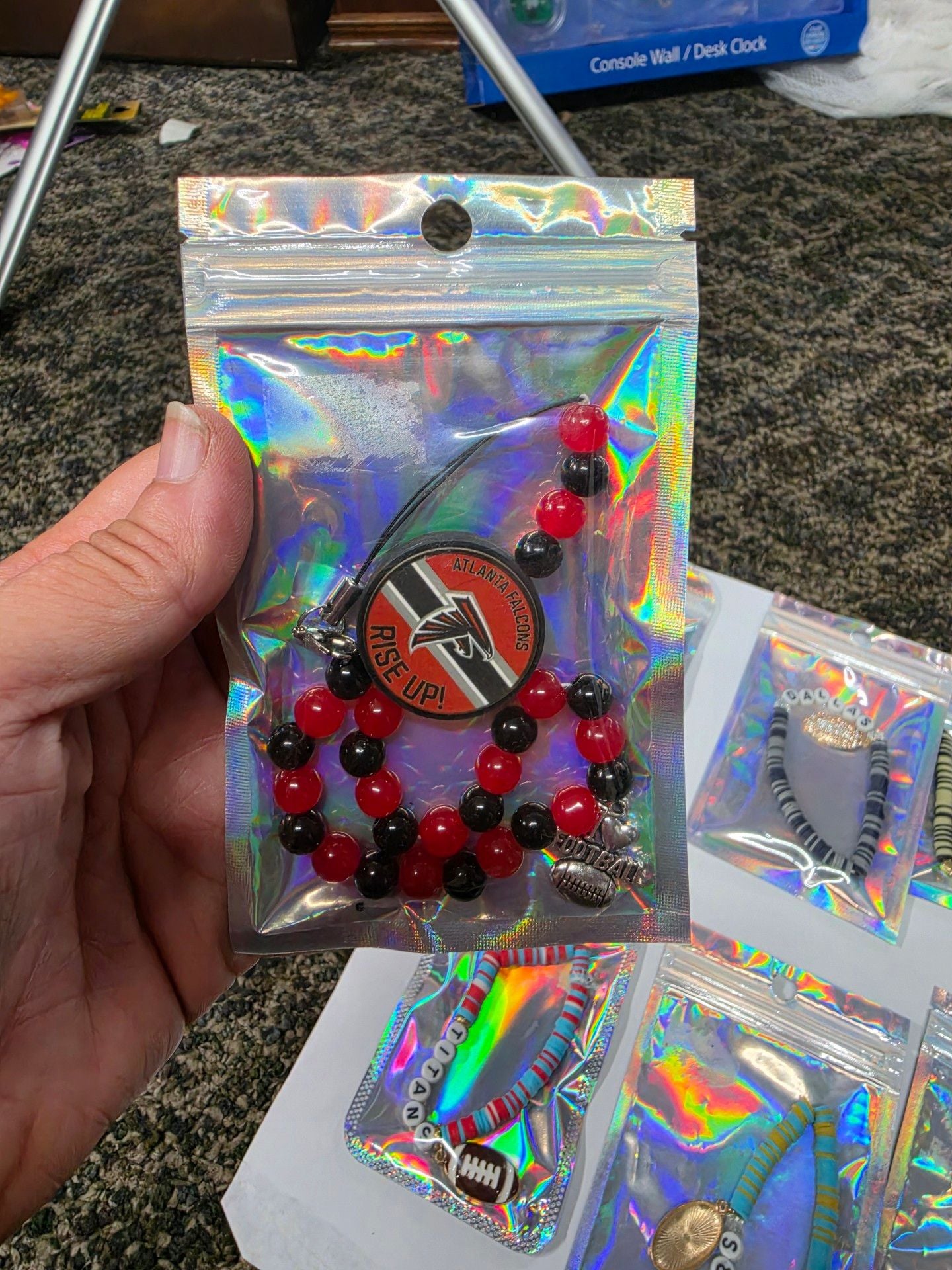 Home made NFL Team Beaded Bracelet Lot of 10 2