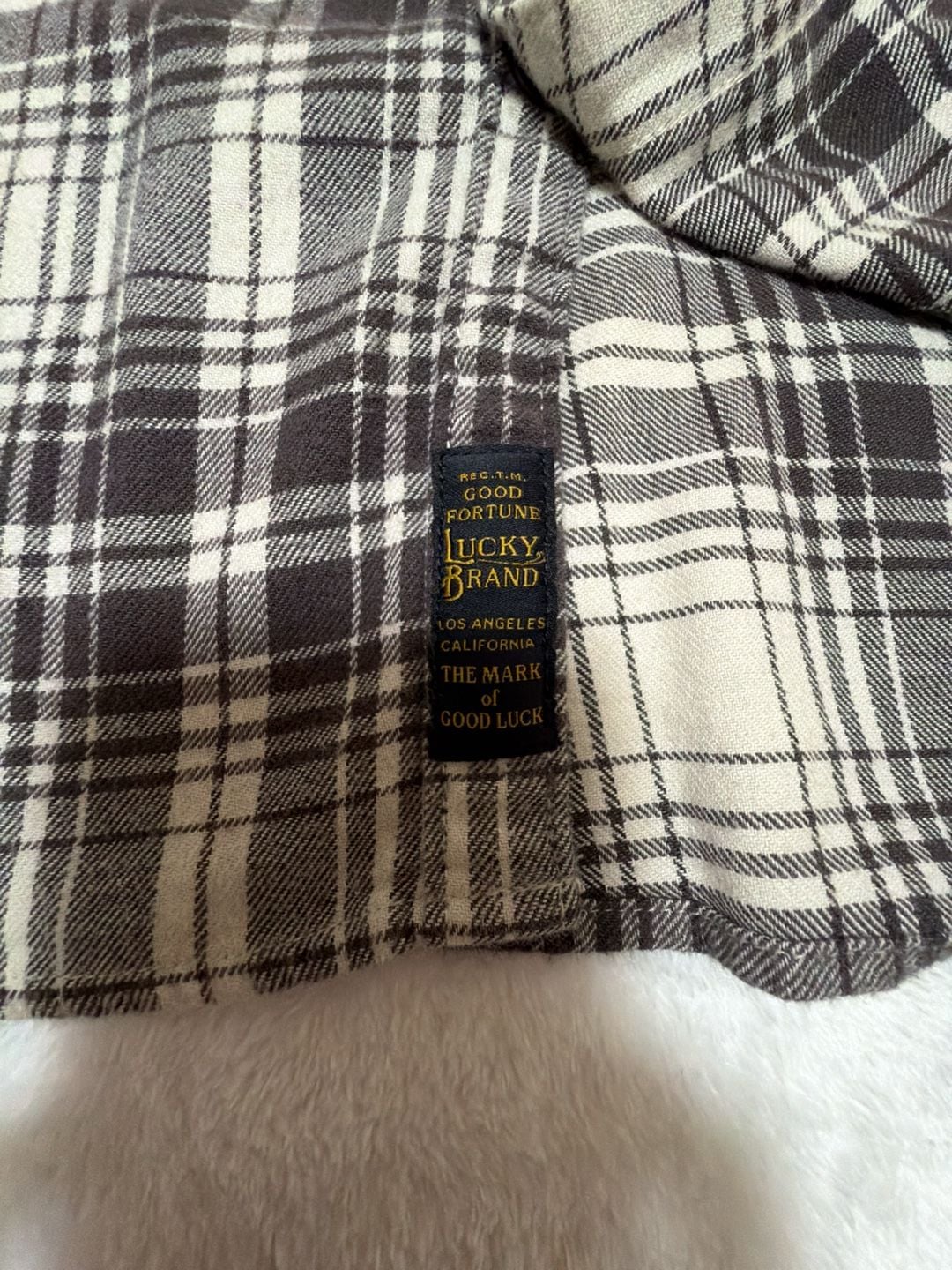 Lucky Brand Men's Black and White Plaid Long Sleeve Western Shirt 11