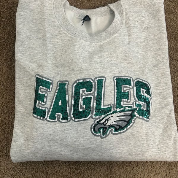 Philadelphia Eagles Sequin Patch Sweatshirt Ash Gray