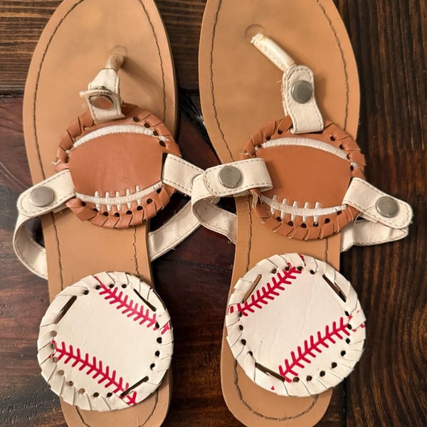 Interchangeable Baseball Softball Football Sandals Size 9 White Brown