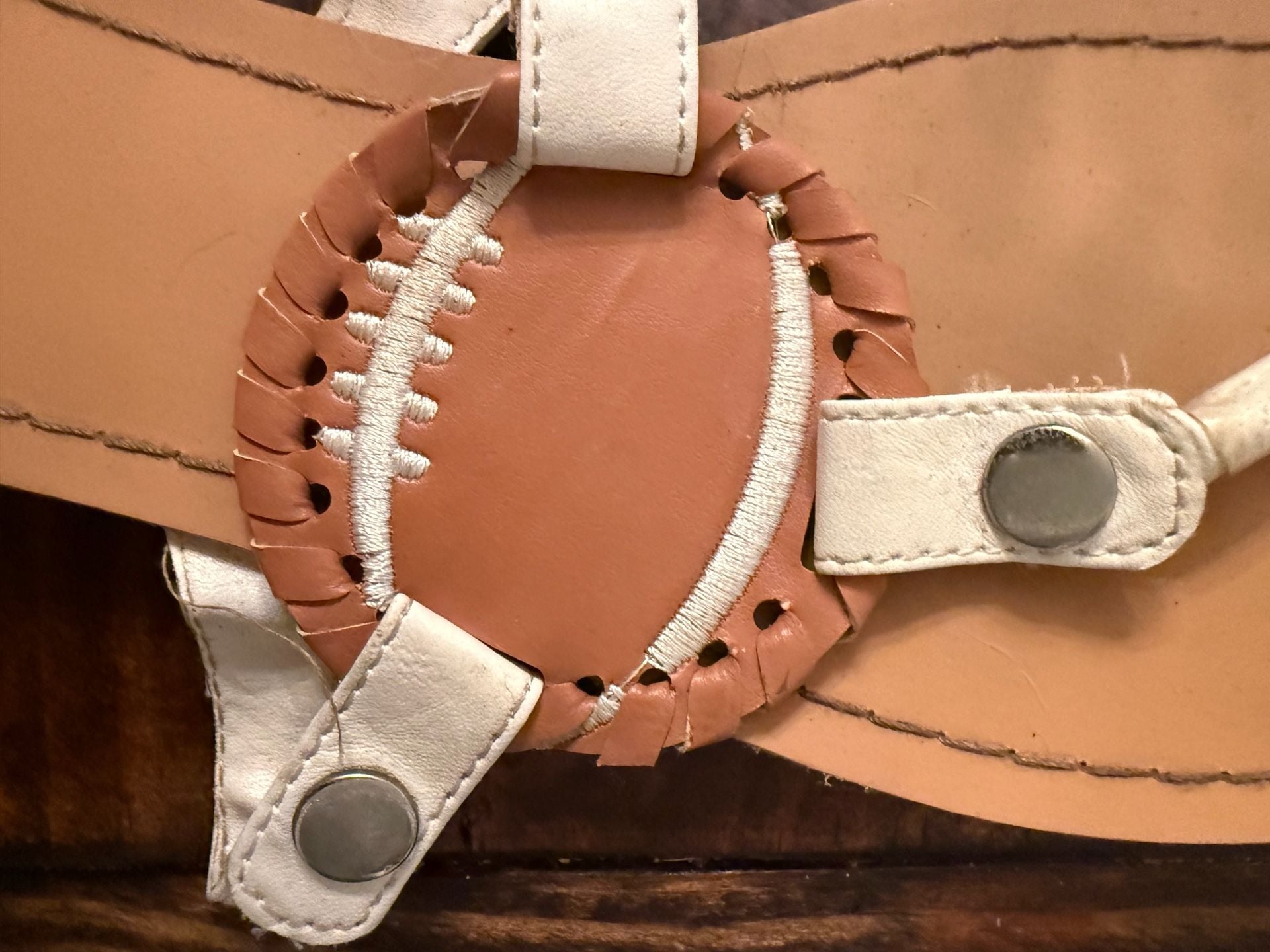 Interchangeable Baseball Softball Football Sandals Size 9 White Brown 3