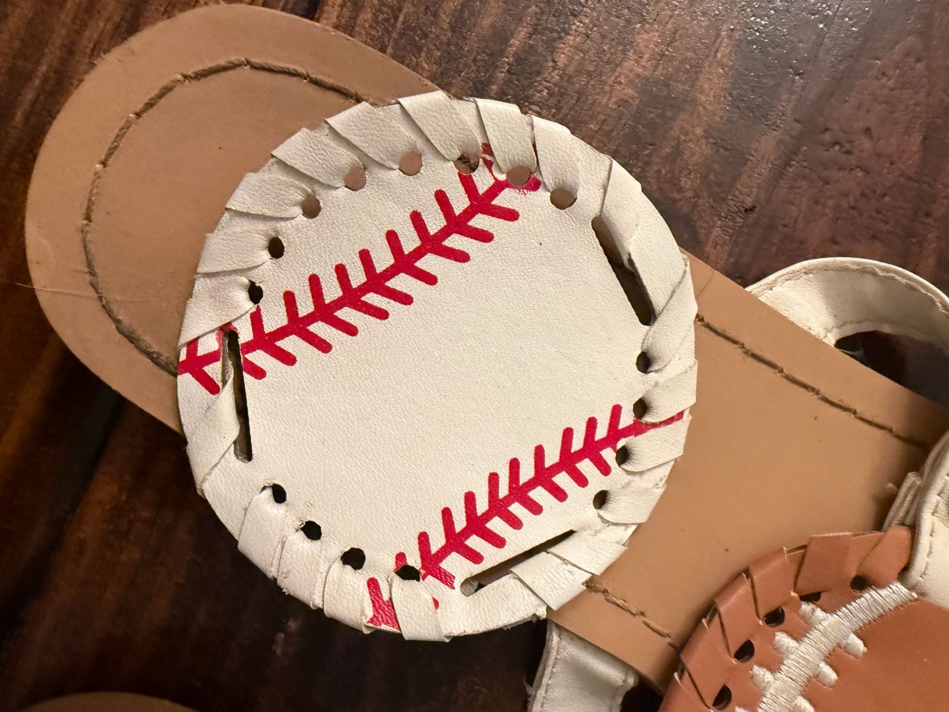 Interchangeable Baseball Softball Football Sandals Size 9 White Brown 4