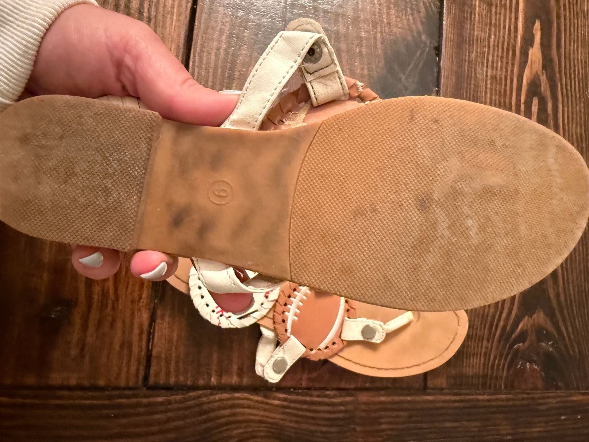 Interchangeable Baseball Softball Football Sandals Size 9 White Brown 5