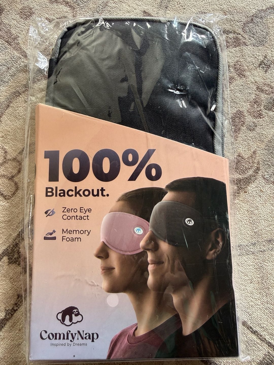 ComfyNap Sleep Eye Mask 100% Light Blocking Black Memory Foam 1