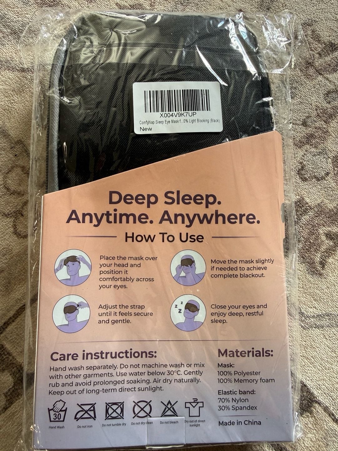 ComfyNap Sleep Eye Mask 100% Light Blocking Black Memory Foam 2