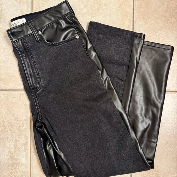 Abercrombie & Fitch The Ankle Straight Ultra High Rise Leather Mixed Size 29/8L
