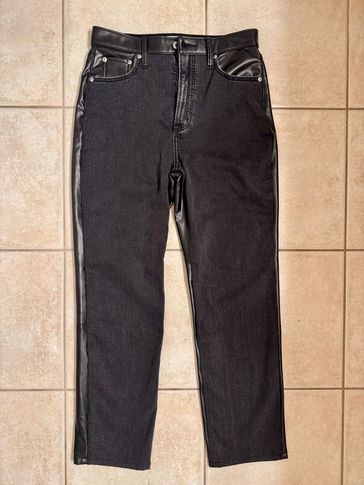 Abercrombie & Fitch The Ankle Straight Ultra High Rise Leather Mixed Size 29/8L 3