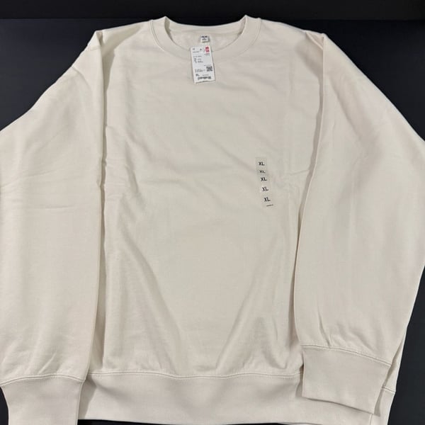 Uniqlo Sweatshirt Size XL Off White Cotton Long Sleeve Crewneck