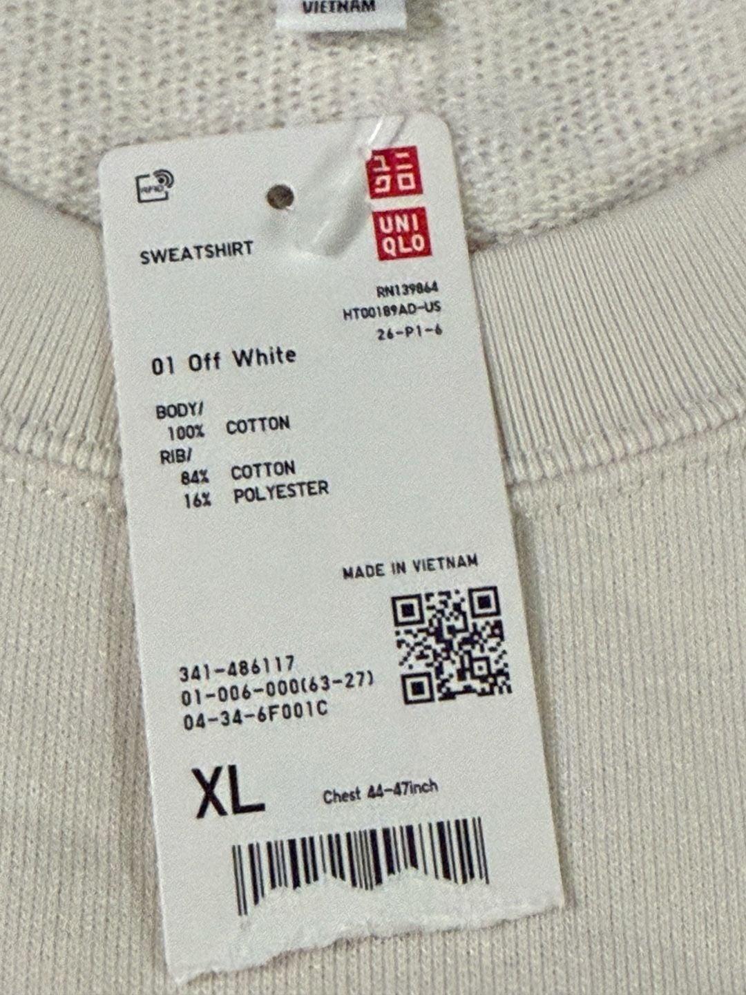 Uniqlo Sweatshirt Size XL Off White Cotton Long Sleeve Crewneck 4